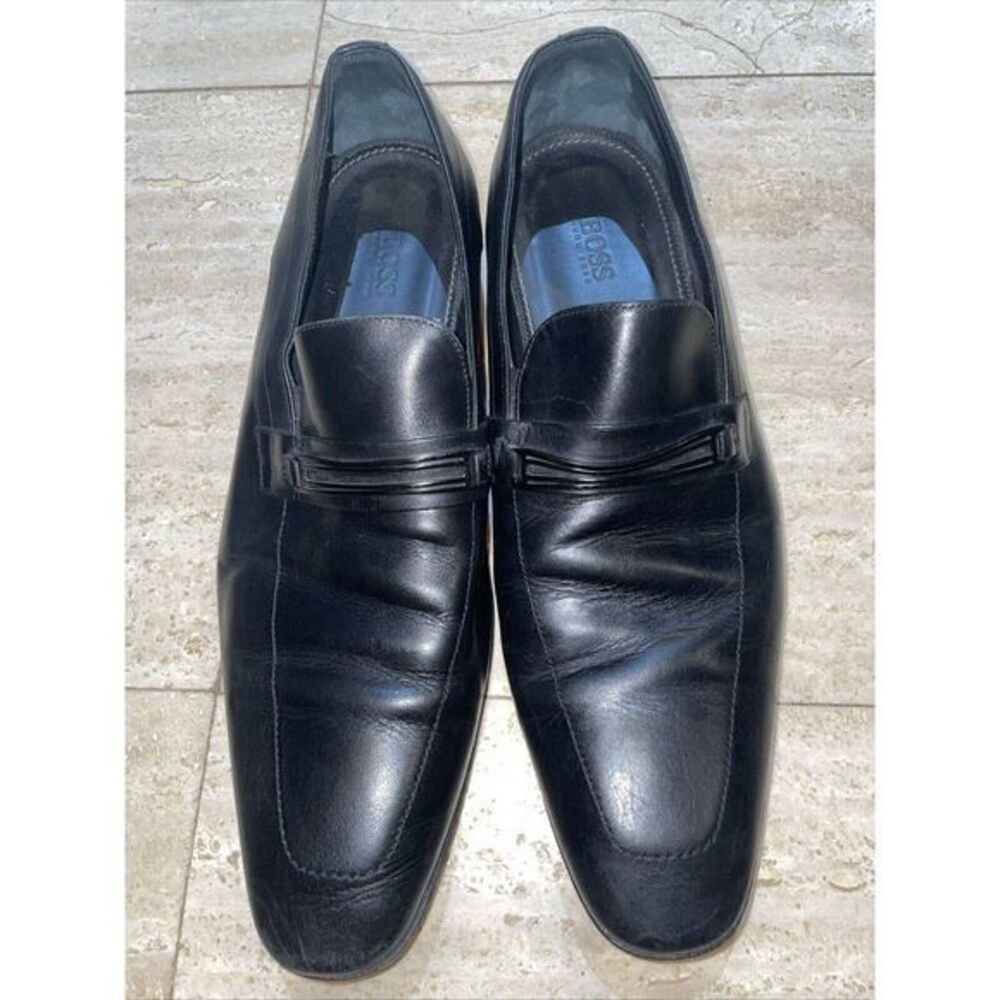 Men's HUGO BOSS Carl Black Leather Dress‎ Shoes Size 9.5